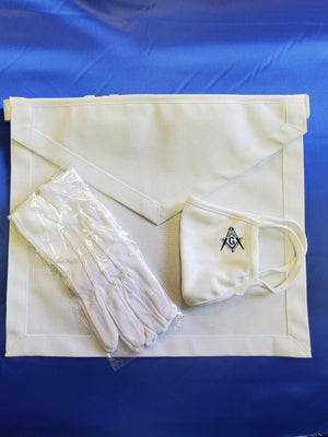 Apron, gloves and facemask