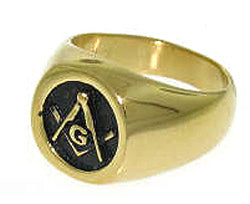 DSTR290 SS Masonic Ring Round Gold Plated
