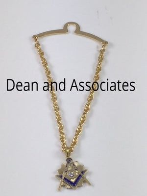 D520-G Necklace Masonic Square & Compass Gold Plated