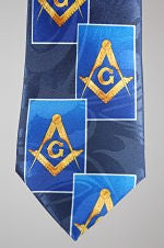 D0041 Polyester Blue with Square & Compass in Blue Squares
