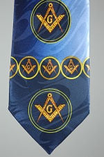 D0040 Polyester Blue Square & Compass Tie with Circles