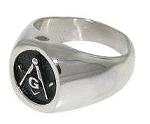 DSTR288 SS Masonic Ring Round Silver
