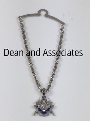 D520-S Necklace Masonic Square & Compass Silver Plated