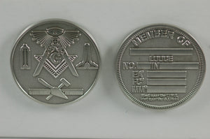 D8889 Masonic Coin Antique Silver
