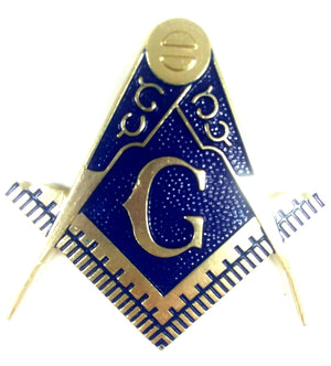 D575SC-1A Emblem Auto Masonic Square & Compass Cut Out Blue & Gold