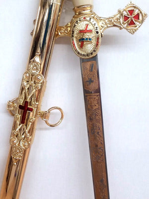 D9123 Sword Knights Templar Freemaon Masonic Past Commander Ceremonial Sword Gold 31" blade