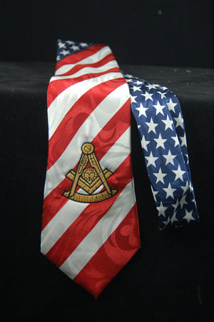 D0049 Tie Masonic Past Master American Flag