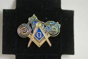 D9773 Lapel Pin Masonic Motorcycle Square and Compass