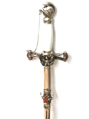 D9872 Masonic York Rite Sword Silver (St. John Style) White Handle with chain