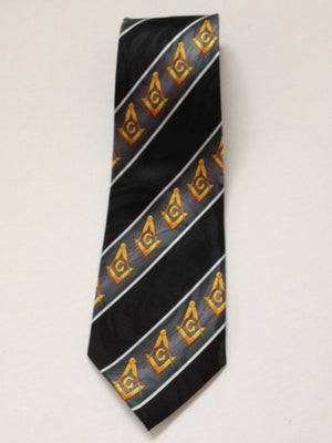 D0101 Polyester Woven Tie Square and Compass