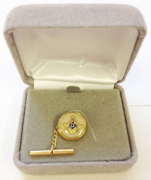 DJ4191MOP Masonic Tie Tack with T Chain MOP/Gold