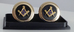 D0182 Cuff Link Set Masonic S & C Gold/Black