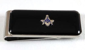 D0111 Money Clip Masonic Black Onyx & Silver with S&C logo
