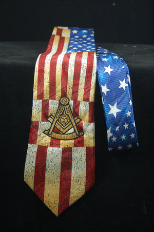 D0050 Tie Masonic Past Master Antique American Flag