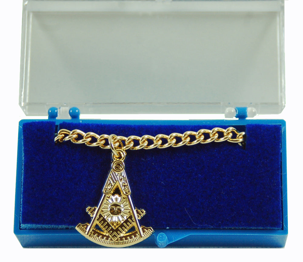 Freemason Tie Chain With Gift Box - Gold Masonic Cuff Link Style Tie Accessory