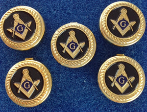 D9825 Button Cover Set Masonic S&C Gold/Black