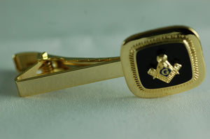 D463-A1 Tie Bar Masonic Black Onyx S&C Logo