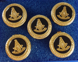 D0240 Button Cover Set Masonic PM w/SQ Gold/Black