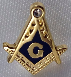 D379 Lapel Pin Masonic S&C with Rhinestone