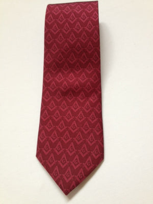 D9001 Masonic S & C Tie 100% SILK Necktie Subdued Red