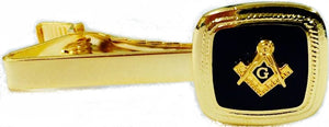 D463-A1 Tie Bar Black Onyx Square and Compass