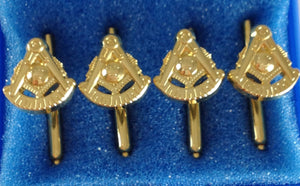 D9910 Shirt Stud Set Masonic PM w/SQ Gold