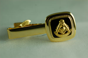 D463-A2 Tie Bar Masonic Black Onyx Past Master Logo