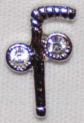 D231 Lapel Pin Silver Two Balls & Cane with stones