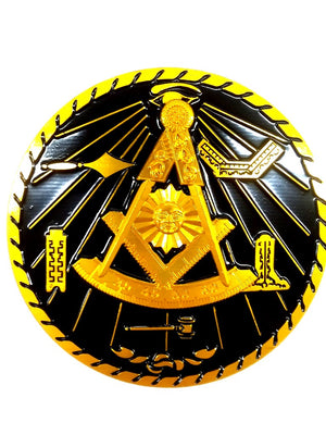 D575PM-Metal Emblem Auto Masonic Past Master w/Square Black and Gold  Metal