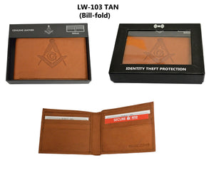 D8065 Wallet Masonic RFID Tan with S&C logo