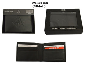 D8067 Wallet Masonic RFID Black with S&C logo