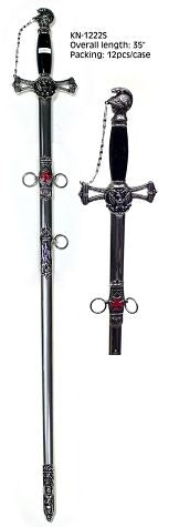 D9924 Masonic Knights Templar Sword Silver with Chain