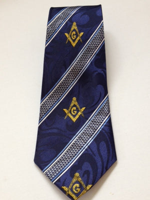 D1909 Polyester Woven Tie Square and Compass