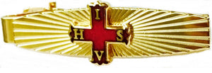 D291TB Tie Bar Sunburst Red Cross of Constantine Logo