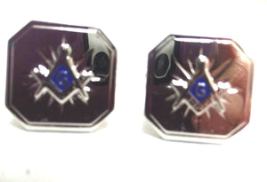 D0124 Cuff Links Masonic Silver S&C with Blue Center
